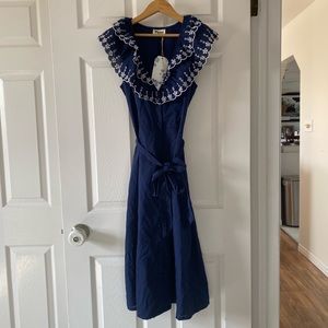 NWT Show me your MuMu Blue Eyelet Ruffled Button Down Dress